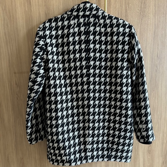 Theory Sz L Black & White Houndstooth Car Coat Like New - Picture 2 of 7
